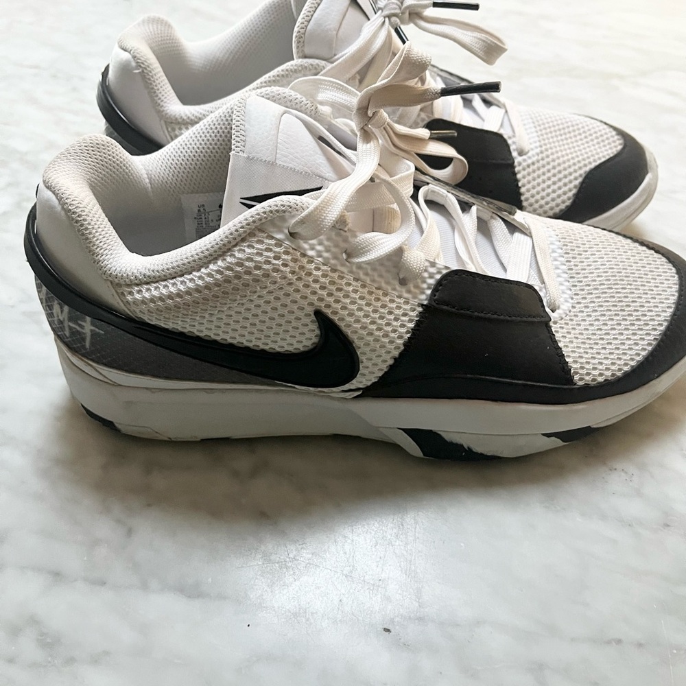 Nike White and Black JA MORANT Athletic Shoes